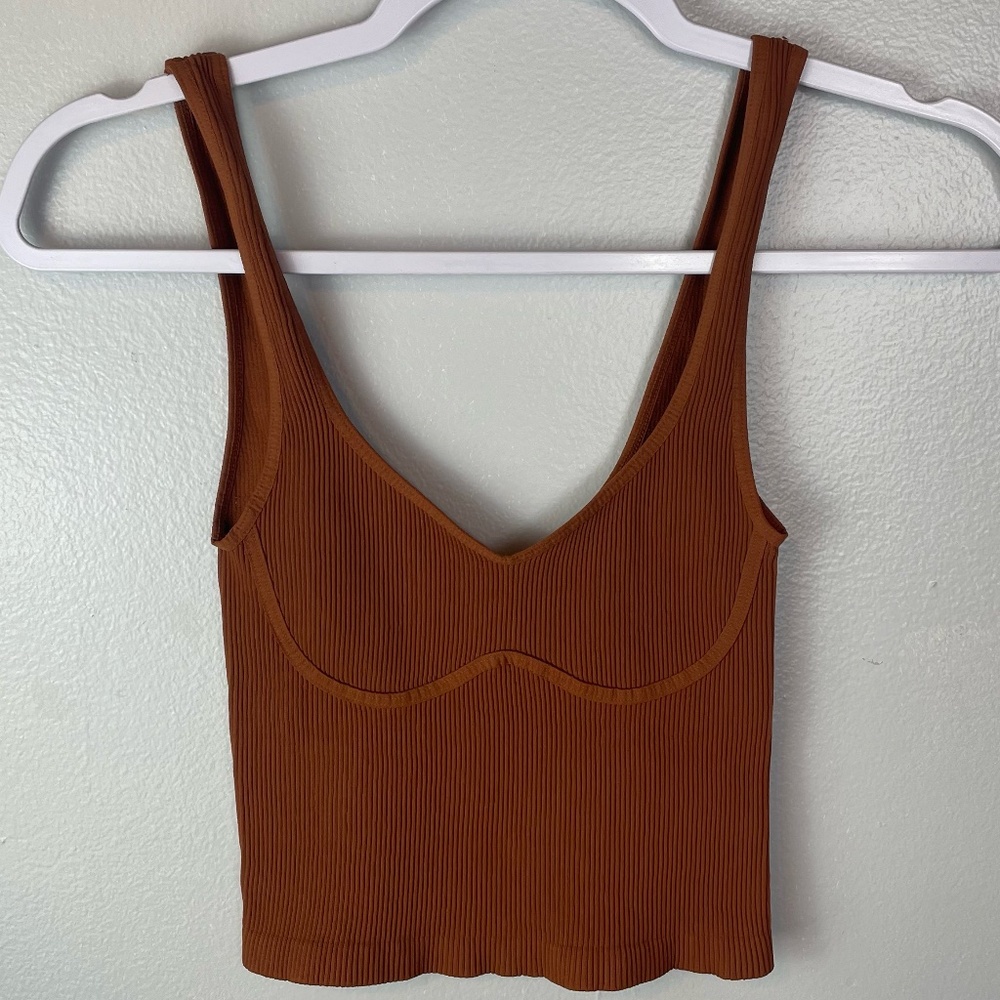 Intimately Free People Burnt Orange Bralette Tank Top Cropped Bra No Wire L/XL